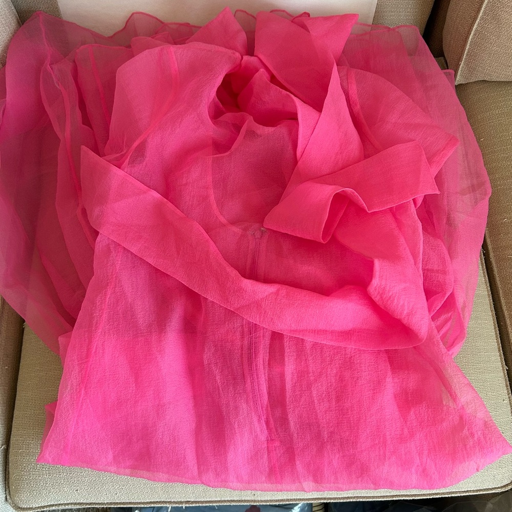 *Cover Only* STAUD Calluna Tiered Tulle Gown Maxi Dress Pink Sheer Bow - Picture 7 of 13